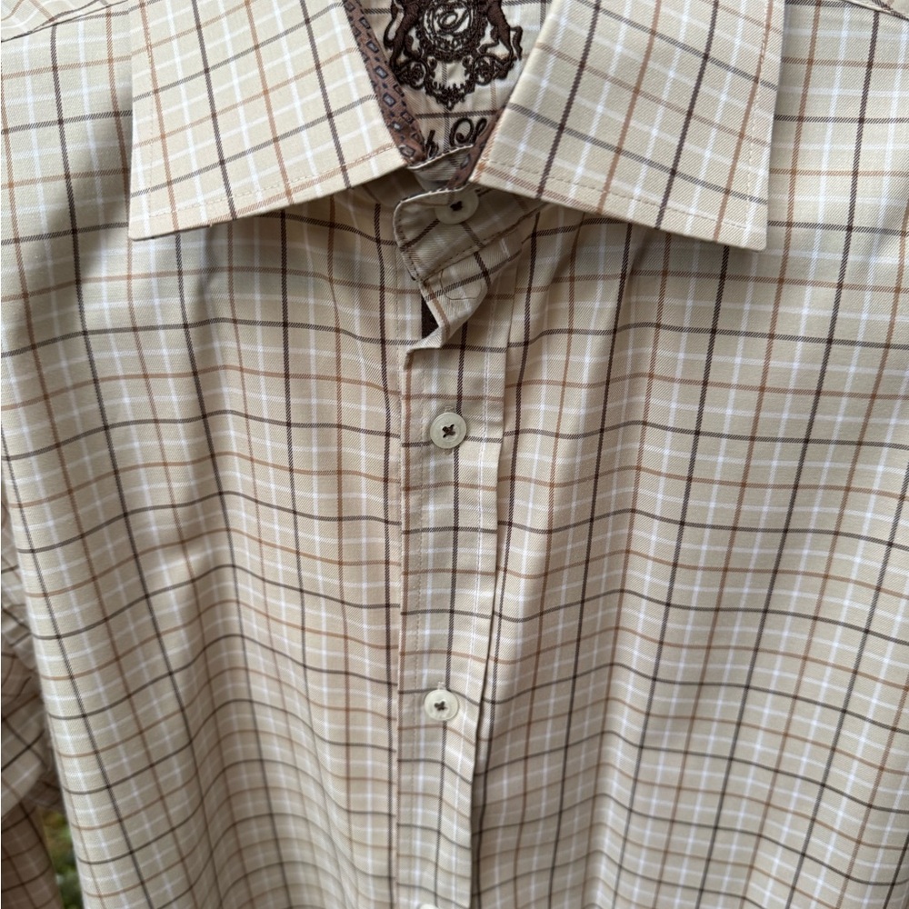 English Laundry Beige Plaid Button-Down Shirt